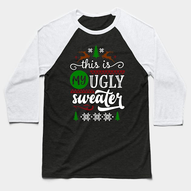 Ugly Christmas Sweater Baseball T-Shirt by TSHIRT PLACE